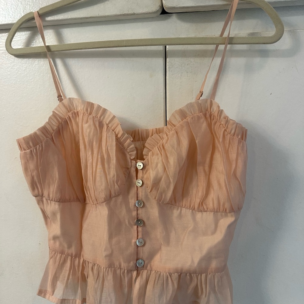 Peach Ruffled Button-Down Tank Top - Picture 3 of 3